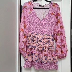 Pink Ruffle Mini Dress, NWT, size small